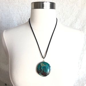 Blue Apatite Stone Pendant Necklace